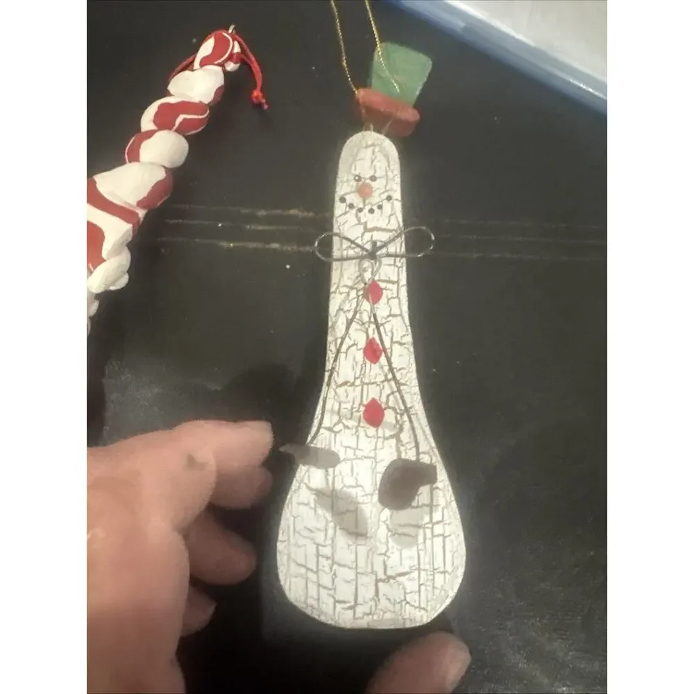 Lot of 3 Christmas Snowman Santa Resin Hanging Ornaments Holiday Tree Decor Gift